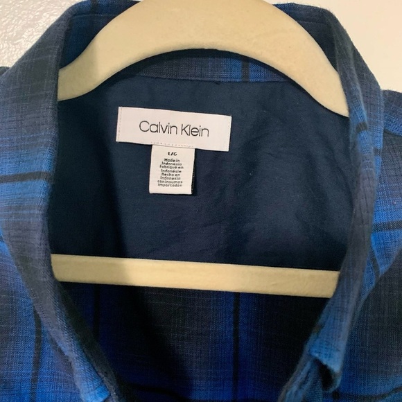 Calvin Klein Vibrant blue/black check lightweight flannel SZ L - Picture 5 of 8